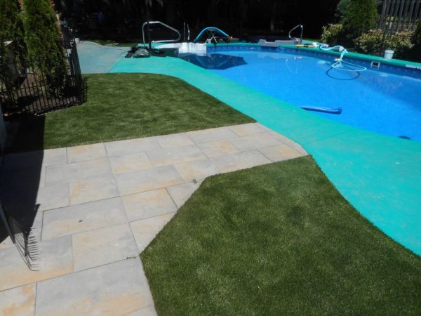 artificial grass around pools